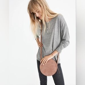 The Simple Circle Crossbody Bag in Nubuck Leather